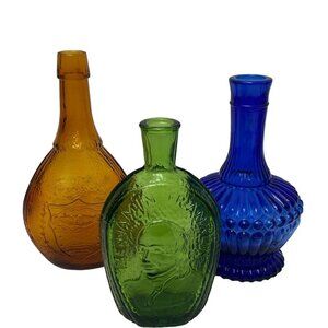 Vintage Wheaton Glass Bottles Set of 3 Antique Style Americana Decor